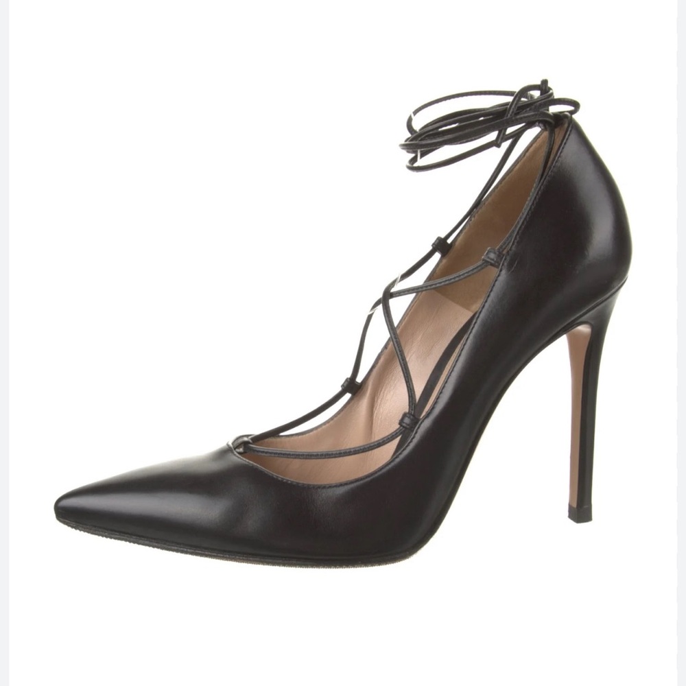 Lace Up Pointed Closed Toe Heels